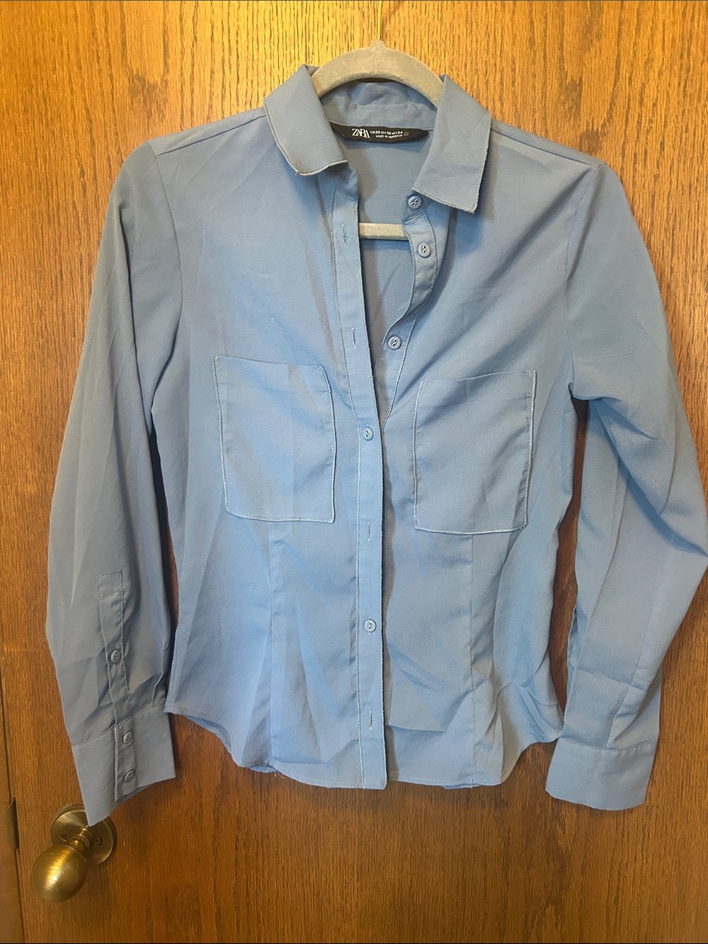 ZARA Sky Blue Women's Button-Down Shirt